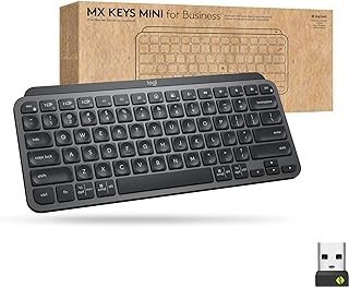 Logitech Mini teclado iluminado sem fio MX Keys para negócios, compacto, receptor USB Logi Bolt, retroiluminado, recarregável, Windows, macOS, Linux, iOS, Android, Metal Build – Grafite