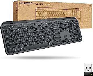 Logitech Teclado sem fio iluminado avançado MX Keys, para negócios, receptor USB Logi Part, Bluetooth, teclas retroiluminadas, recarregável, Windows/Mac/Linux – Grafite