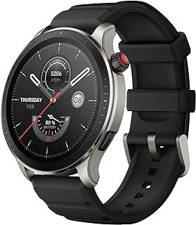 Relógio Inteligente Amazfit GTR 4 com GPS, Step Tracking, Alexa Built-In, Chamadas e Texto Bluetooth, Duração da Bateria de 14 Dias, AI Fitness App e Treinador Esportivo (Black)