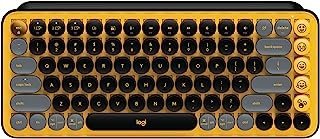 Logitech Teclado mecânico sem fio Pop Keys com emoji personalizável, design compacto durável, conectividade Bluetooth ou USB, vários dispositivos, compatível com sistema operacional – Amarelo explosão