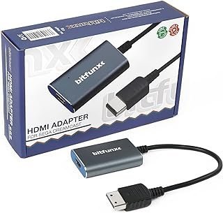 BITFUNX Adaptador HDMI Sega Dreamcast – Suporta Sega Dreamcast VGA para HDMI, Adaptador de videojogos Plug & Play sem atrasos, Adaptador conversor HDMI para a consola Sega Dreamcast