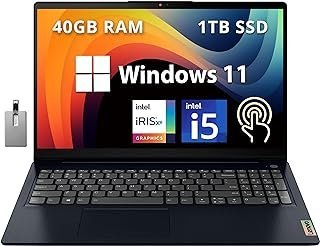 LENOVO IdeaPad 3i 39.6 cm FHD Touchscreen, Intel Core i5-1155G7, 40 GB RAM, SSD PCIe de 1 TB, Intel Iris Xe Graphics, Webcam HD, Dolby Audio, WiFi 6, Win 11, Abyss Blue, cartão USB Hotface de 128 GB
