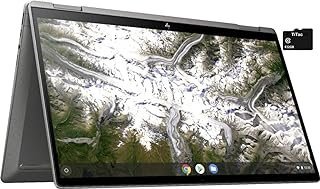 Laptop 2021 HP X360 2 em 1 com tela sensível ao toque FHD IPS Chromebook, Intel Core i3-10110U (Beats i5-7200U), 8 GB de RAM, 64 GB eMMC, teclado retroiluminado, leitor de impressão digital, webcam, prata mineral + cartão TiTac