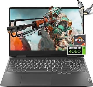 Lenovo LOQ Laptop para jogos 2023 – RTX4050 – Ryzen7 7840HS – Tela IPS FHD de 15,6 144 Hz – Teclado retroiluminado – USB C – Wi-Fi 6 – Windows11 – Webcam FHD – Cabo HDMI (64 GB DDR5 RAM | SSD PCIe de