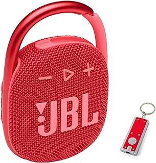 JBL Alto-falante Bluetooth portátil Clip 4 – IP67 à prova d’água e à prova de poeira, mini alto-falante Bluetooth para viagens, exterior e casa com 1 chaveiro de lanterna LED – vermelho