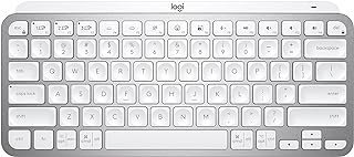 Logitech MX Keys Mini Teclado Minimalista Iluminado Sem Fio, Compacto, Bluetooth, USB-C, para Apple MacOS, iOS, Windows, Linux, Android – Cinza Pálido – Com Assinatura gratuita da Adobe Creative Cloud
