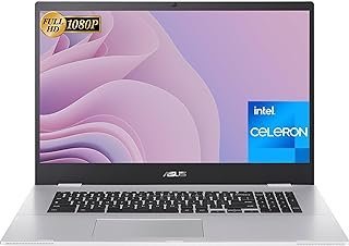 ASUS Chromebook mais recente de 2023, tela FHD de 17,3 polegadas, Intel Celeron-N4500 (dual-core), 4 GB de RAM, 128 GB de armazenamento (64 GB EMMC+cartão SD de 64 GB), Intel UHD Graphics 630, webcam