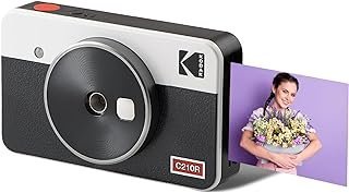 Kodak Mini Shot 2 Retrô Portátil Sem Fio Câmera Instantânea e Impressora de Fotografia, Compatível com dispositivos iOS e Android e Bluetooth, Foto Real (2,1 x 3,4) Tecnologia 4Pass – Branco