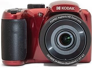 KODAK Câmera digital PIXPRO Astro Zoom AZ255-RD de 16 MP com zoom óptico de 25 x 24 mm de largura angular 1080p vídeo Full HD e LCD de 3 polegadas (vermelha)