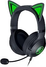 Razer Fone de ouvido RGB com fio USB Kraken Kitty V2: Chroma Kitty Ears – iluminação reativa ao fluxo – Microfone cardioide hiperclaro – Drivers Triforce 40 mm – Som surround 7.1 – Preto clássico