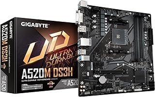 Gigabyte A520M DS3H (AMD Ryzen AM4/MicroATX/5+3 fases Digital PWM/Gaming GbE LAN/NVMe PCIe 3.0 x4 M.2/3 interfaces de exibição Q-Flash Plus/RGB Fusion 2.0/placa-mãe)
