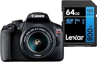 Câmera Digital Canon EOS Rebel T7+ S18-55 IS II BR kit com Cartão de Memória Lexar Blue 64GB