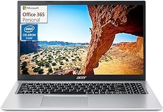 acer Laptop Aspire 1 Slim para estudantes universitários e negócios, laptop FHD de 15,6 polegadas, Intel Celeron N4500 dual-core, 12 GB RAM, 128 GB eMMC, 1 ano Microsoft 365, Intel UHD Graphics, Win