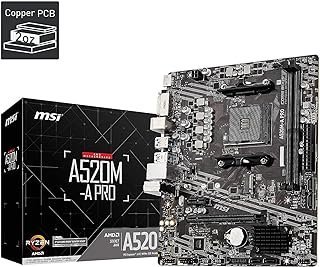 MSI Placa-mãe para jogos A520M-A PRO (AMD AM4, DDR4, PCIe 4.0, SATA 6Gb/s, Dual M.2, USB 3.2 Gen 1, DVI/HDMI, Micro-ATX)