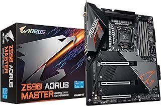 GIGABYTE Z590 AORUS Master (LGA 1200/Intel Z590/ATX/Triple M.2/PCIe 4.0/USB 3.2 Gen2X2 Type-C/Intel WiFi 6E/AQUANTIA 10GbE LAN/placa-mãe para jogos)