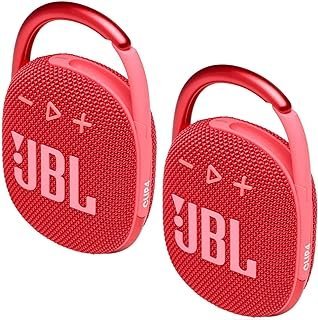 JBL Pacote com 2 clipes com 4 alto-falantes Bluetooth sem fio à prova d’água (vermelho)