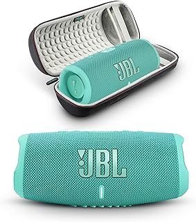 JBL Charge 5 – Alto-falante Bluetooth portátil com estojo de viagem Megen Hardshell com IP67 à prova d’água e carregamento USB (azul-petróleo)