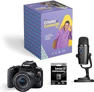 Canon Kit Criador de Conteúdo Pro com Câmera Digital EOS Rebel SL3 e lente EF-S 18-55mm, microfone Boya BY-PM500 e Cartão de memória Lexar Professional Silver 256GB
