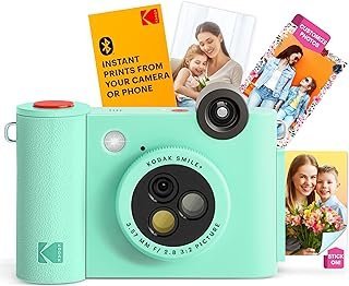 KODAK Câmera de impressão instantânea digital sem fio Smile+ com lente que muda de efeito, impressões fotográficas adesivas de 5 x 7,6 cm e tecnologia de impressão Zink, compatível com dispositivos
