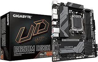 GIGABYTE B650M DS3H (AM5/ LGA 1718/ AMD/B650/ Micro ATX/Garantia de 5 anos/DDR5/PCIe 4.0 M.2/PCIe 4.0/USB 3.2 Gen2X2 Type-C/ 2.5GbE LAN/Placa-mãe)