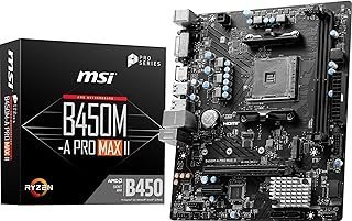 MSI Placa-mãe B450M-A PRO MAX II ProSeries (mATX, suporta processadores AMD 5000/4000/3000/2000/1000 Series AM4, M.2, SATA 6G, USB 3.2 Gen 1, DDR4, HDMI/DVI, LAN de 2,5 Gbps)