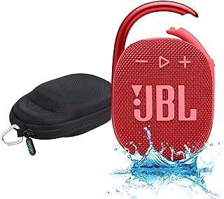 JBL Pacote de alto-falante Bluetooth portátil à prova d’água Clip 4 com capa rígida protetora Megen (vermelho)