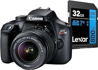 Câmera Digital Canon EOS Rebel T100 EF-S 18-55mm f/3.5-5.6 III kit com Cartão de Memória Lexar Blue 32GB