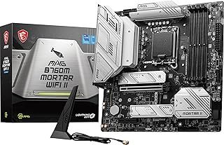 MSI Placa-mãe para jogos MAG B760M Mortar WiFi II (suporta processadores Intel de 12ª/13ª/14ª geração, LGA 1700, DDR5, PCIe 5.0, M.2, LAN de 2,5 Gbps, USB 3.2 Gen2, Wi-Fi 6E, mATX)