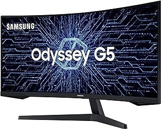 Samsung ‎C34G55TWWL Odyssey 34′ – Monitor Gamer Curvo, WQHD, 165Hz, 1ms, tela ultrawide, HDMI, Display Port, Freesync Premium, preto, série G5