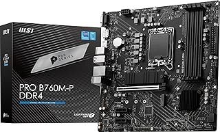 MSI Placa-mãe PRO B760M-P DDR4 ProSeries (suporta processadores Intel 12ª/13ª geração, LGA 1700, DDR4, PCIe 4.0, M.2, Gbps LAN, USB 3.2 Gen2, mATX)