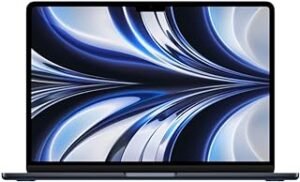 Apple notebook MacBook Air de 13 polegadas: Chip M2 da Apple com CPU de oito núcleos e GPU de oito núcleos, de 256 GB SSD – Meia-noite